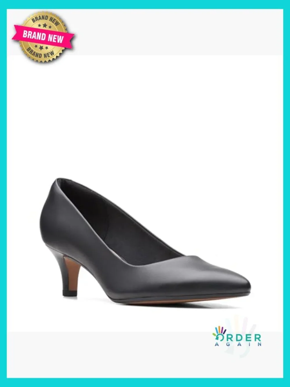 Classic Kitten Heel Pumps Pointed Toe Leather Dress Shoes Cushioned Comfort